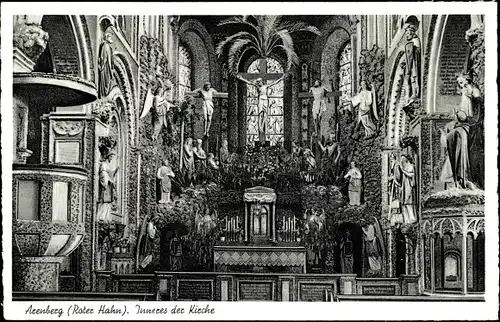 Ak Arenberg Koblenz am Rhein, Roter Hahn, Kirche, Innenansicht