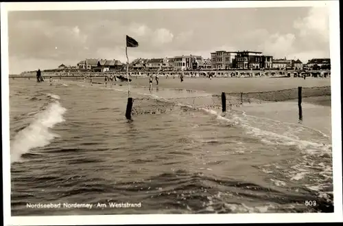 Ak Norderney in Ostfriesland, am Weststrand