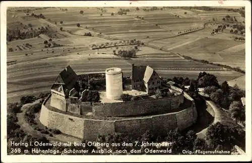 Ak Hering Otzberg im Odenwald, Burg Otzberg, Fliegeraufnahme