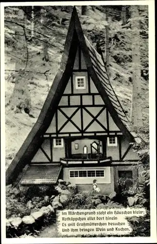 Ak Bad Sachsa Südharz, Märchengrund, Rotkäppchen und der Wolf