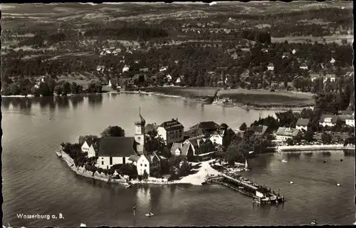 Ak Wasserburg am Bodensee Schwaben, Fliegeraufnahme