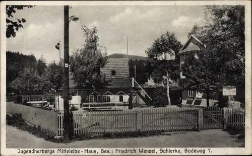 Ak Schierke Wernigerode am Harz, Jugendherberge Mittelelbe Haus, Bodeweg 7