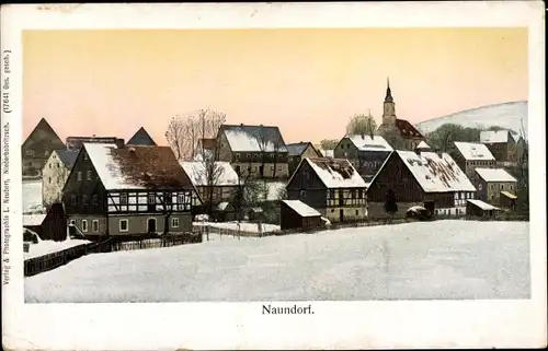 Ak Naundorf Bobritzsch Sachsen, Blick auf den verschneiten Ort, Kirche