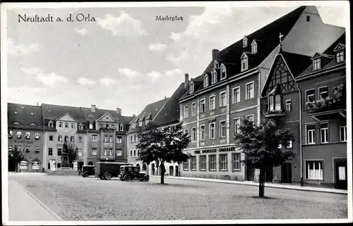 Ak Neustadt an der Orla, Marktplatz, Straßenpartie