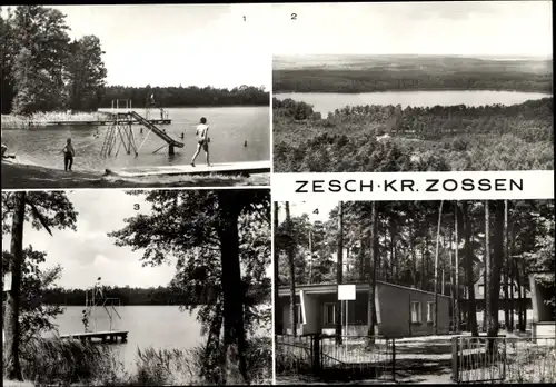 Ak Zesch am See Lindenbrück Zossen im Kreis Teltow Fläming, Strandbad, Großer See, Kinderferienlager