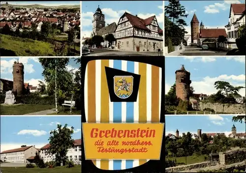 Ak Grebenstein in Nordhessen, Fachwerkhäuser, Festung, Türme d. Festung