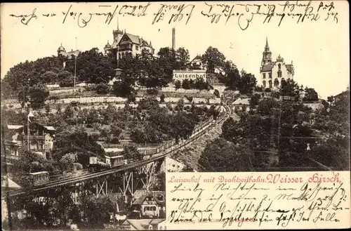 Ak Dresden Weißer Hirsch, Luisenhof mit Drahtseilbahn