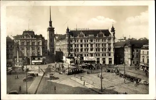 Ak Brno Brünn Südmähren, Stadtansicht, Straßenbahnen