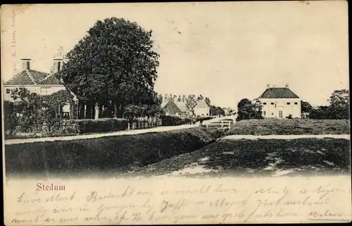 Ak Stedum Groningen, Blick auf den Ort