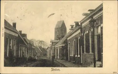 Ak Stedum Groningen, Straßenpartie, Häuser