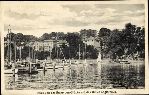 Ak Kiel Schleswig Holstein, Blick von der Reventlou Brücke auf das Seglerhaus