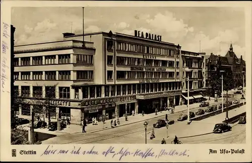 Ak Szczecin Stettin Pommern, Partie an Ufa Palast, Kino, Alte Wache