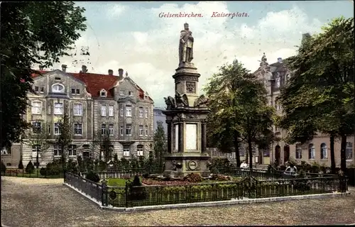 Ak Gelsenkirchen im Ruhrgebiet, Kaiserplatz, Denkmal