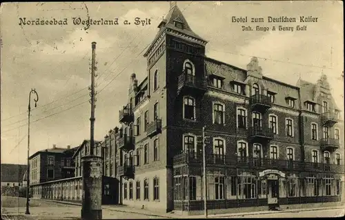 Ak Westerland auf Sylt, Hotel zum Deutschen Kaiser, Litfaßsäule