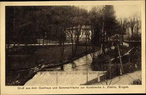 Ak Zöblitz Marienberg im Erzgebirge Sachsen, Gasthaus zur Kniebreche