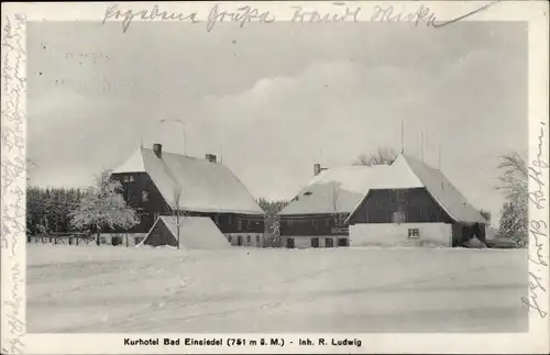 Ak Einsiedel Seiffen im Erzgebirge, Kurhotel, Winter