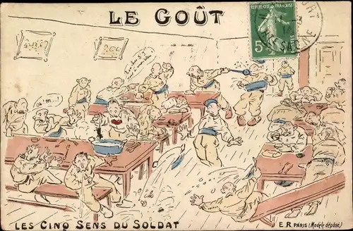 Künstler Ak Le Cout, les cinq sens du soldat