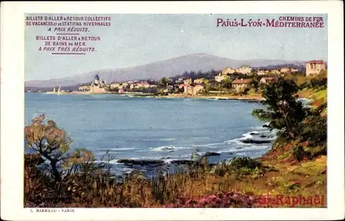 Ak Saint Raphaël Var, Blick auf den Ort, Chemins de Fer Paris Lyon Mediterranee, Reklame