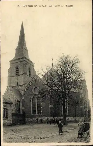 Ak Barlin Pas de Calais, La Place de l'Eglise