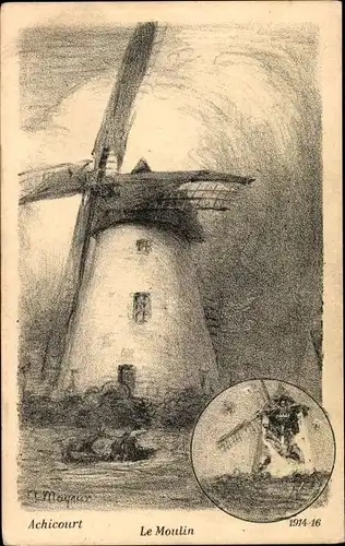 Künstler Ak Maysur, Achicourt Pas de Calais, Le Moulin