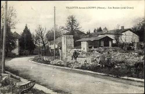Ak Villotte devant Louppy Meuse, Les Ruines, Kriegszerstörungen, I. WK