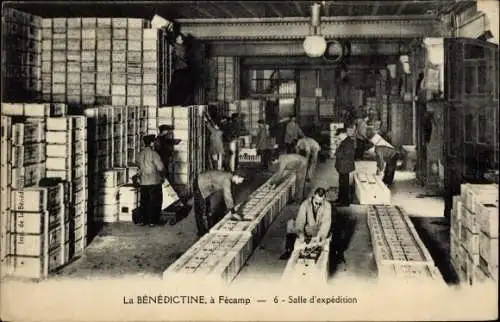 Ak Fécamp Seine Maritime, La Bénédictine, Salle d'expedition
