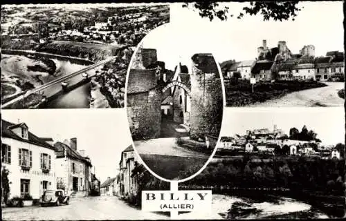 Ak Billy Allier, Totale, Teilansicht, Tor, Burgruine