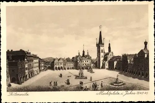 Ak Litoměřice Leitmeritz Region Aussig, 700 Jahrfeier, Marktplatz 1840-45