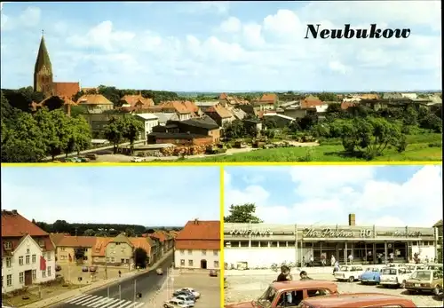 Ak Neubukow in Mecklenburg, Panorama, Markt, Rathaus, Kaufhalle