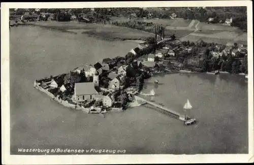 Ak Wasserburg am Bodensee Schwaben, Fliegeraufnahme