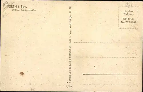 Ak Fürth in Mittelfranken Bayern, Untere Königsstraße