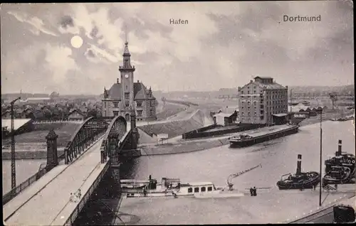 Ak Dortmund im Ruhrgebiet, Hafen, Brücke