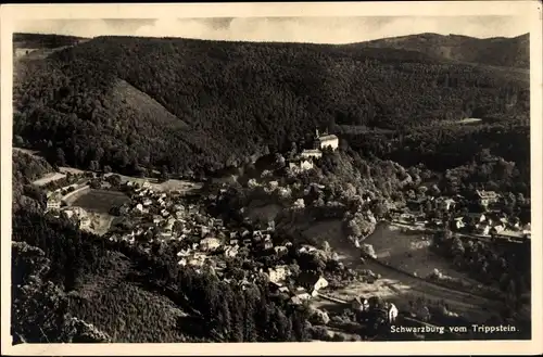 Ak Schwarzburg in Thüringen vom Trippstein gesehen, Panorama