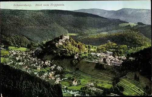 Ak Schwarzburg in Thüringen, Panorama vom Trippstein