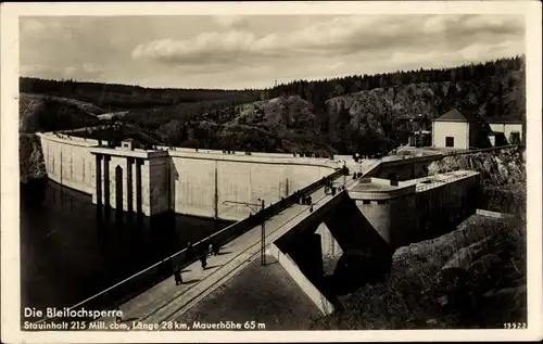 Ak Saalburg Ebersdorf in Thüringen, Blick auf die Bleilochtalsperre, Staumauer