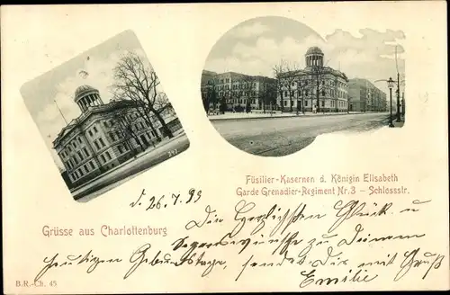 Ak Berlin Charlottenburg, Füsilier-Kasernen d. Königin Elisabeth, Garde Grenadier-Regiment