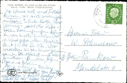 Ak Hann. Münden in Niedersachsen, Werra, Fulda, Weser, Fliegeraufnahme