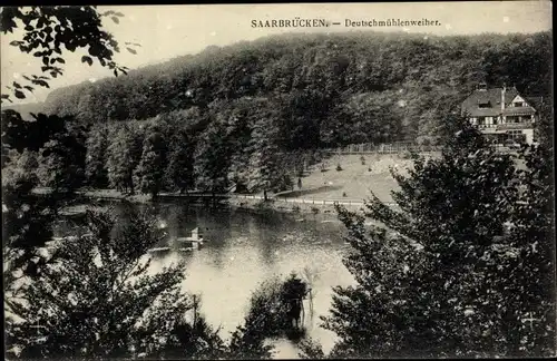 Ak Saarbrücken im Saarland, Deutschmühlenweiher