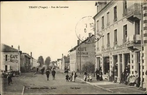 Ak Thaon les Vosges, Rue de Lorraine, Cafe Gerard