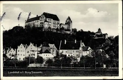 Ak Landshut in Niederbayern, Burg Trausnitz, Gesamtansicht