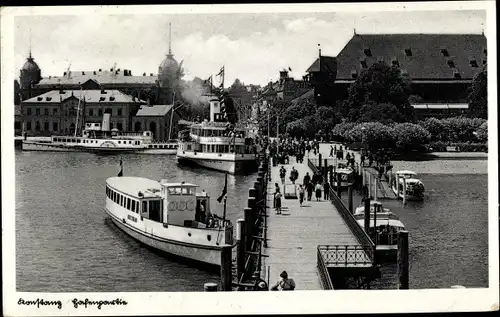 Ak Konstanz am Bodensee, Hafenpartie, Restaurant Post