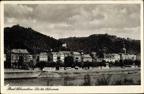 Ak Bad Schandau Sächsische Schweiz, Blick zur Stadt, Pension