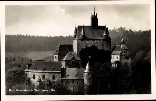 Ak Kriebstein Mittelsachsen, Burg Kriebstein, Totalansicht