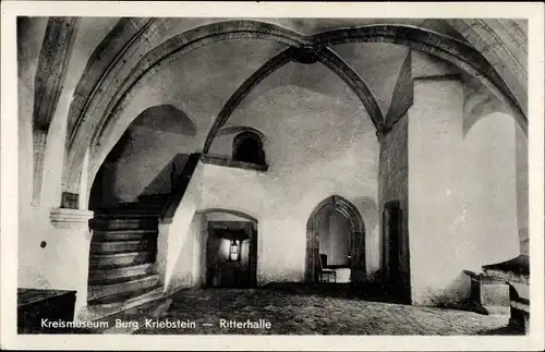 Ak Kriebstein Mittelsachsen, Burg Kriebstein, Ritterhalle, Kreismuseum