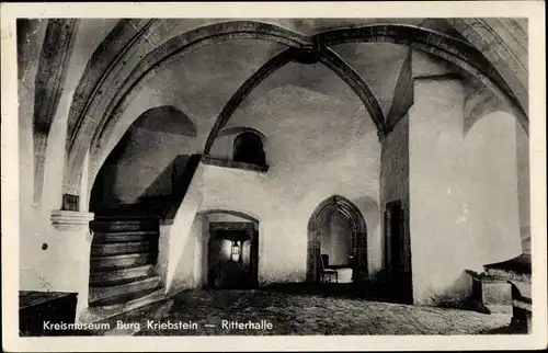 Ak Kriebstein Mittelsachsen, Burg Kriebstein, Ritterhalle, Kreismuseum