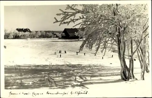 Foto Ak Hermsdorf im Osterzgebirge, Fremdenhof Zollhaus im Winter