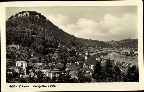 Ak Königstein an der Elbe Sächsische Schweiz, Teilansicht, Kirche, Festung