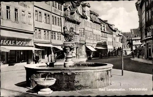 Ak Bad Langensalza in Thüringen, Marktstraße, Brunnen