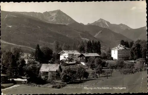 Foto Ak Alzing Siegsdorf in Oberbayern, Teilansicht mit Hochfelln, Hochgern