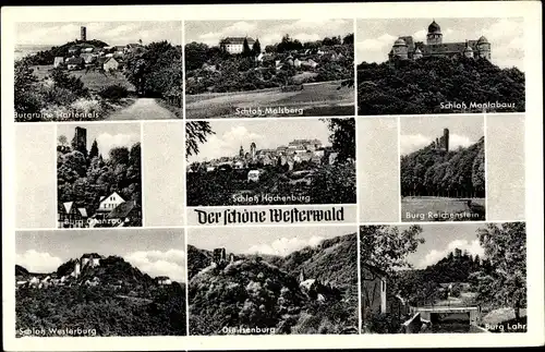 Ak Hachenburg im Westerwald, Schloss Montabaur, Westerburg, Isenburg, Reichenstein, Malsberg